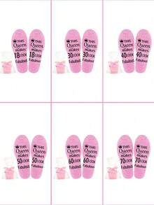 40/50/60 Years Old Birthday Socks, Non-Slip Socks, Novelty Socks For Men, Men's Pink Crew Socks, Best Birthday Gift For Colleagues, Friends, Family, Suitable For Autumn/Winter, Fall
