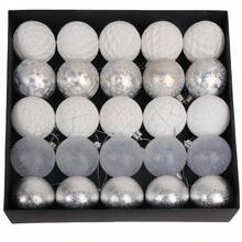 25pcs/Box New 6cm/2.36in Christmas Balls, Thickened Anti-Drop Christmas Tree Hanging Balls, Holiday Party Decorations Home Decor Christmas Decorations Room Decor