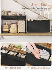 Wäschesortierer, Wäschekorb mit Rollen und 4 herausziehbaren Beuteln, 300 L großer Wäschekorb-Organizer mit 3 Schubladen, Wäschesammler mit Rädern für die Organisation von Waschküche, Badezimmer, Schlafzimmer