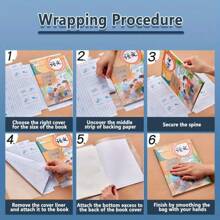 10 件自粘书套、透明磨砂书膜、书套、保护性书套、预切书套、可重复使用和可调节书套、加厚保护性书套，适用于办公室、学校或学生 - 彩色 - 查看 7