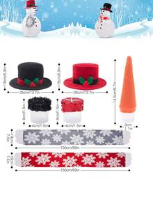 Conjunto de accesorios de disfraz de muñeco de nieve para Navidad: kit de bricolaje de muñeco de nieve, sombrero, bufanda, nariz y hebilla, lavar a mano, apto para bodas, graduaciones, fiestas de cumpleaños y festividades, decoraciones para exteriores - Multicolor - Ver 3