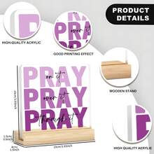 1pc Pray On It Over It Through It Christmas Decor – Uplifting Blue Acrylic Faith Plaque Gift | Christian Holiday Sign For Desk, Bedroom, Church | Perfect For Women & Pastors Home Decor Christmas Decorations Room Decor