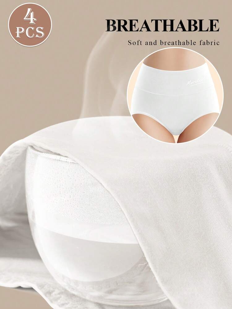 MEIYATING 4 st vita bomullsbokstäver med hög midja och magkontroll - Vitt - Visa 5