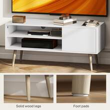 HOMCOM TV Stand Cabinet Up To 55", TV Unit With 2 Storage Shelves And Single Door For Living Room, Bedroom, White - 白色 - 查看 5