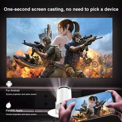 投影仪需要 5V 2A 适配器 - 建议按照图片所示步骤连接投影幕布 - 适配器不包含在内，仅提供数据线 - 2025 年新款旗舰安卓投影仪，内置安卓系统/4D 体验/超静音设计，适用于家庭影院、教育、办公、游戏，240° 全景投影/完美礼品之选