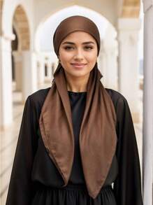 1 pieza Pañuelo musulmán de mujer de color liso, pañuelo de cabeza ligero y sencillo de moda, hiyab conservador para oración, transpirable