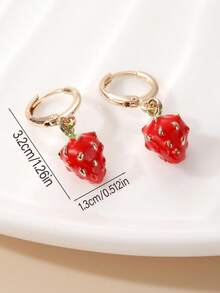 1 Pair Creative Strawberry Earrings, Chic & Fresh Style Earring Accessory For Students
