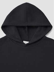 Boys' Shoulder Sweatshirt Curve Oversize Sweatshirt, Animated Cartoon Image, Casual And Versatile Autumn And Winter Thick Fabric Warm Fleece Lining Hooded Shirt Loose Street College Style Long Sleeved Suitable For Cold Weather Clothing Cotton Children's Clothing With Plush Comfort - Black - View 5