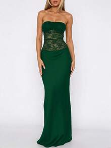 1 chiếc váy đuôi cá ren vá gợi cảm thanh lịch dành cho nữ, phù hợp cho mùa xuân/hè/thu, công sở, tiệc tối, đám cưới, tiệc tốt nghiệp, tiệc sinh nhật, đêm giao thừa, ngày lễ tình nhân, tụ họp - màu xanh lá - Xem 5