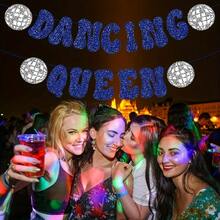 Party Decorations, Glitter Disco Ball Banner Silver Fringe Banner For Mamma Mia Party Decorations Birthday Bridal Shower Bachelorette Wedding - Multicolor - View 8