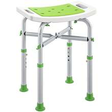HOMCOM Shower Chair For The Elderly And Disabled, Adjustable Padded Shower Stool With Built-In Handle And Non-Slip Suction Foot Pads, Green - Green - View 2