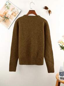 Áo khoác cardigan dài tay cổ tròn cài cúc nhiều màu sắc cho nữ cỡ lớn, trang phục lễ hội thu đông cho nữ, áo dự tiệc màu nâu. - màu nâu - Xem 6