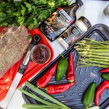 - Bandejas para Preparar y Servir a la Parrilla, Bandeja de Barbacoa de 17 x 10.5 Pulgadas, Segura para Manejar Alimentos, 2 bandejas de anidamiento aptas para lavaplatos, Negro y Rojo - Juego de cesta para adobo y parrilla - Ver 12