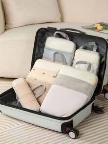 مكعبات تعبئة مضغوطة، حقيبة تخزين الملابس، مجموعة أكياس تخزين السفر، منظم ضغط قابل لإعادة الاستخدام ذو سعة كبيرة، مزدوج الطبقة مزدوج السحاب، مناسب للرجال والنساء في الأعمال أو العطلات أو السفر، مصنوع من مادة النايلون، ضروريات السفر