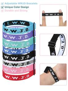Wipaka Bộ 6/8/14 vòng tay Thiên Chúa giáo WWJD dành cho nam nữ, Vòng tay Thiên Chúa giáo WWJD số lượng lớn, Vòng đeo tay có thể điều chỉnh - Vòng tay Chúa Jesus sẽ làm gì - Nhiều màu - Xem 3