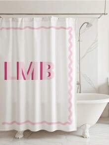 1pc Custom Initial And Name Shower Curtain, Personalized Monogrammed Shower Curtain, Classy Design Bath Decor, Waterproof, Housewarming Gift, Family Gift, White/Green/Blue/Pink/Grey Color, 6 Sizes Available, Ideal For Bathroom, Girl Dorm, Apartment Shower Curtain, Gift For Family, Friends, Mom, Dad, Gift For Him, Gift For Her Bathroom Decor - Pink Letter a - View 2