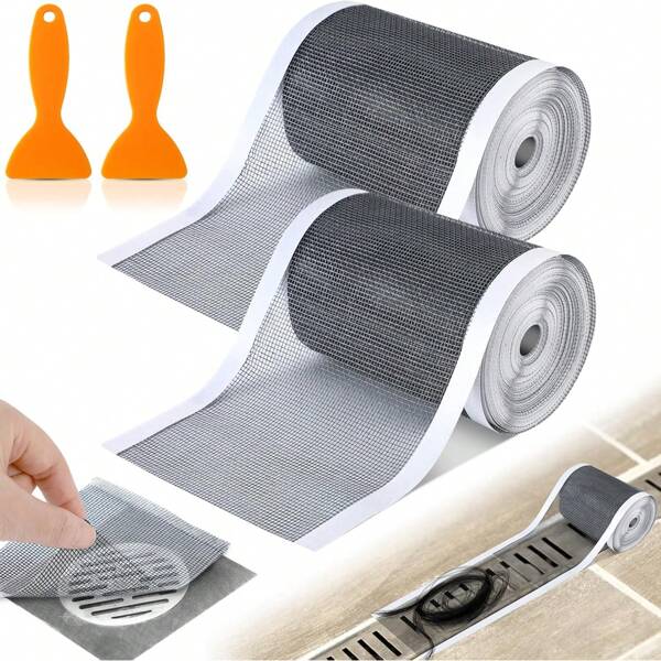 2pcs/1set-Strainer Filter Stickers, Shower Drain Hair Catcher, Self-Adhesive Floor Drain Stickers, Disposable Mesh Sink Strainer Filter For Bathroom