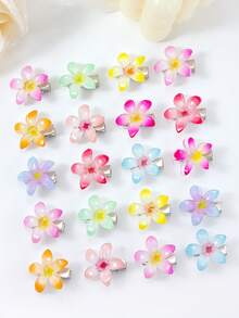 10 件随机渐变多巴胺夏威夷花发夹，飘逸雏菊花侧刘海夹，可爱女孩节日派对日常发饰 - 彩色 - 查看 9