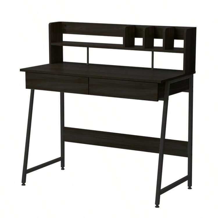 H型パソコンデスク 収納ラック2個付き オフィスデスク 木製 ミシン台