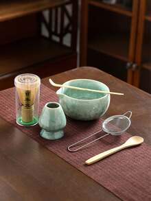 1 Set/4-6 Pcs Japanese Minimalist Ceramic Tea Set, Includes Matcha Whisk, Tea Bowl, Tea Spoon, Traditional Matcha Tea Ceremony Utensils, Home/Tea Room Tea Making Tools, Elegant Tea Art Gift