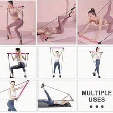 2pcs/Set Detachable Full Body Fitness Ultimate Pilates Stick Set - Elastic Resistance Band Stick For Chest Expansion, Back Training And Body Stretching