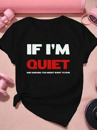 [Cotton Sports T-Shirt] Quiet And Smiling Run Women's Plus Size Sports Short Sleeve T-Shirt