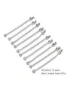 10pcs Stainless Steel Extension Extended Tail Chains Lobster Clasps Connectors DIY Jewelry Making Findings Bracelet Necklaces. - Extension Chain - View 9