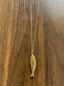 Stainless Steel Gold Fish Pendant Necklace, Titanium Steel Ocean Holiday Series Jewelry Necklace