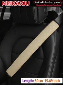 MEIKAXIU 50cm/19.69in PU Leather Embossed Comfortable Soft Extended Car Shoulder Pad, Universal Car Decor Accessory, Safety Belt Protector To Relieve Pressure And Prevent Tightness