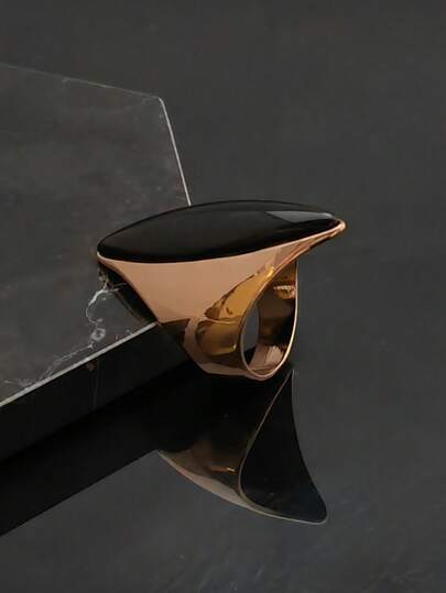 Fashion High Quality Golden Beautiful Black Rhinestones Rings Artificial Crystal Royal Blue Rings Valentine's Day Gift