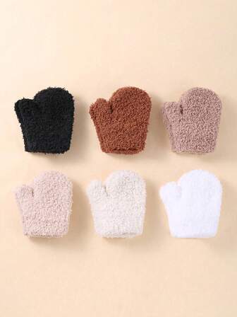 1/2Pairs Of Baby Magic Elastic Gloves, Soft Knitted Finger Gloves For Female Babies, Winter Knitted Gloves For Male Babies