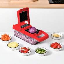{RED}15-In-1 Multifunctional Vegetable Chopper Slicer, Onion Cutter And Chunker, Food Chopper, Chunker For 7pcs Of Vegetables, Tomato Chunker, Potato And Garlic Chopper With Drain Basket, Egg Cutter - Đỏ - Xem 3
