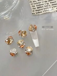 5 件/10 件/20 件/50 件混合尺寸奢华指甲水钻装饰，全新闪亮合金堆叠水钻，水晶斜心形和方形指甲饰物，DIY 美甲用品 - 彩色 - 查看 6