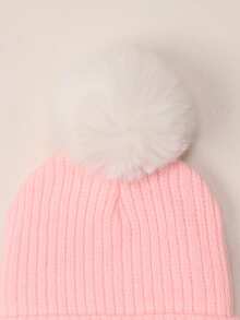 1 Stück schwarze Pompon-Strickmütze Beanie Mütze für Kleinkind Kinder und Babys, Y2K-Stil, gestrickte Neugeborenen-Mütze für den Außenbereich, warme Wintermütze geeignet für den täglichen Arbeitsweg - 1PC - Übersicht 5