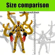 [1 个 13.97 厘米] T13 可动人偶，3D 打印多关节可自由移动 DIY 人偶，拥有超棒触手，酷炫多变 [银色、金色等]，非常适合万圣节和圣诞节的礼物。 - 彩色 - 查看 3