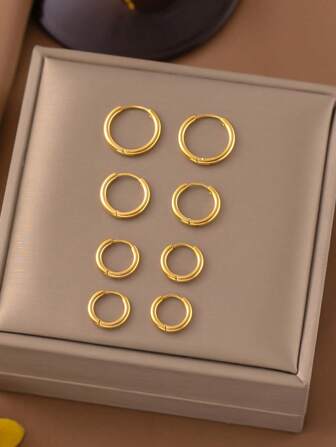 1 对 12 毫米/14 毫米/16 毫米/18 毫米圆形不锈钢小环耳环，适合青少年耳骨穿孔饰品