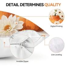 1pc Thanksgiving Pumpkin & Floral Single-Sided Printed Throw Pillow Cover - Peach Velvet Cushion Cover 45*45cm