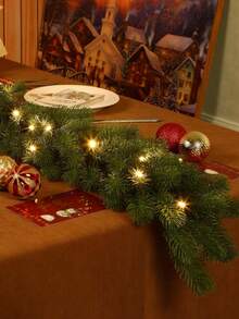 1 套圣诞仿真花环，人造松针藤蔓花环，适用于壁炉架、楼梯、桌子、家庭餐桌中心装饰、圣诞派对装饰