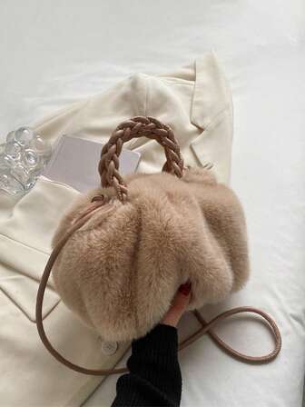 Yogodlns Multi Functional Furry Shoulder Bag Fashionable Women Bucket Handbag Soft Plush Crossbody Bags Fur Cloud Bags Simple Design Women Soft Plush Shoulder Bags Winter Furry Ladies Clutches Purse Small Handbags Fashion Female Crossbody Bags, New Arrival Fur Bag For Women