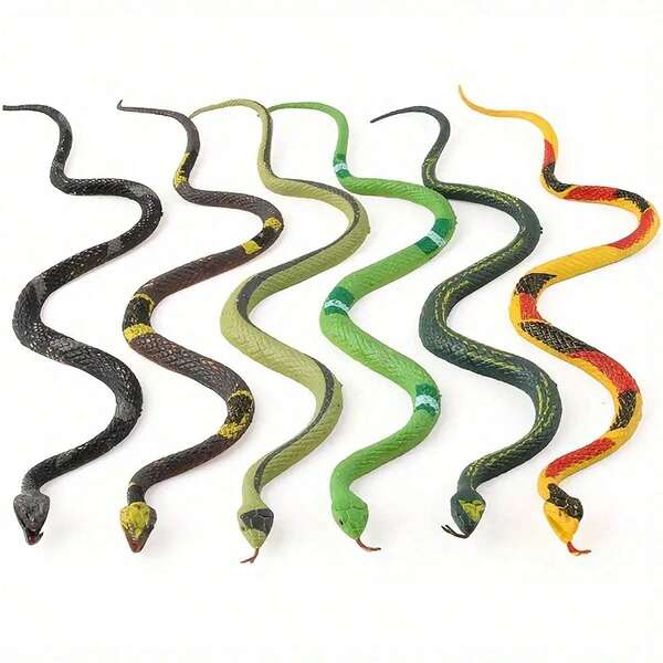 6pcs Realistic Rubber Snake Toy, Suitable For Gardens, Pranks And Halloween Decorations-Realistic Fake Snake Set, Used To Scare Birds, Squirrels And Mice, Trick People-Durable Plastic Prop Snake, Used For Jokes And April Fool's Day, Trick Toys, Prank Toys.