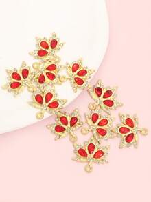 10pcs Colored Rhinestones Inlay Autumn Maple Leaf Charms Delicate Charming Clavicle Chain Necklace Earrings Keychain Hair Accessories DIY Sparkling Leaves Pendants - Perfect For Fall-Themed Party & Banquet, Great Decorations And Gift For Easter & Thanksgiving