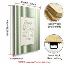 1 Stück ungerahmtes/gerahmtes Wandkunstposter mit Bibelvers "Preist Gott", Leinwanddruck mit grünem Streifen, christliche Kunst für Wohnung, Wohnzimmer, Schlafzimmer, moderne Heimdekoration