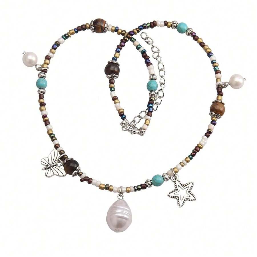 GelConnie Leather Cord Necklace Chain Multilayer Wooden Pendant Necklaces Vintage Jewelry Boho Long Sweater Necklace For Women Men-497298 - PLN264 - 查看 1