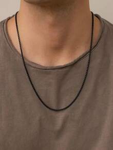 قلادة سلسلة رجالية أنيقة بسيطة باللون الأسود، مجوهرات يومية للرجال، هدية للحبيب