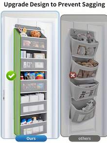 Over-The-Door Hanging Storage Organizer With Large Pockets - Durable Fabric, Ideal For Bedroom, Bathroom, Pantry - Space-Saving Design For Clothes, Towels, And More, Closet Organizers And Storage, Hanging Shelves,Perfect For Diapers, Toys, Snacks, Teen Essentials, Bath Organizer & Closet Storage - Grey - View 6