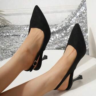 Pointed Toe High Heel Shoes, Thin Heel French Style Closed Toe Ankle Strap Sandals For Women