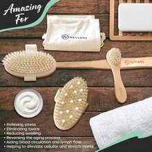 Exfoliating Dry Body Brush Set With Boar Bristles For Spa-Like Skin Care
