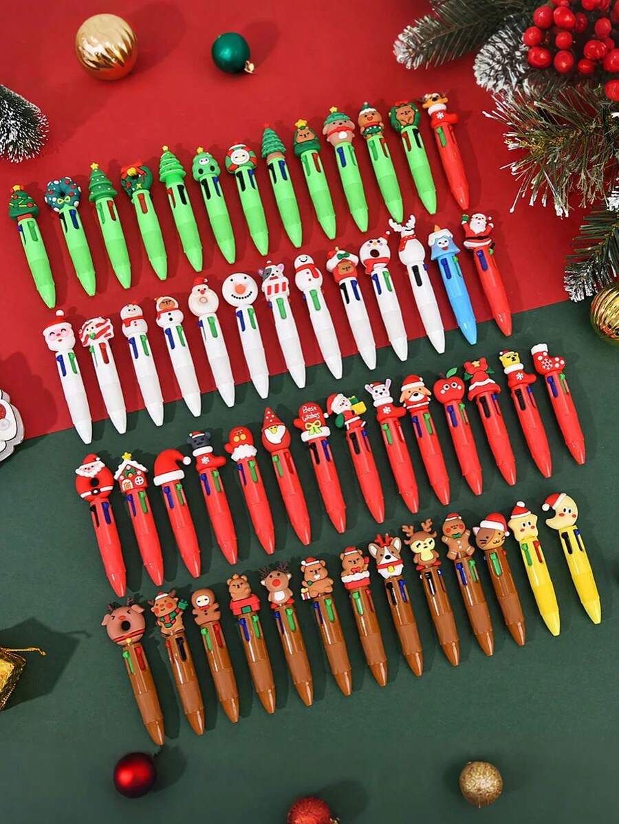 20 CÁI - Bút bi nhiều màu Giáng sinh 4 màu trong 1, Bút bi hoạt hình dễ thương có thể thu vào 0,7mm cho ông già Noel, người tuyết, tuần lộc, bút viết cây thông Noel cho bữa tiệc ngày lễ, đồ dùng học tập, phần thưởng cho học sinh, văn phòng, quà tặng sinh nhật - Nhiều màu - Xem 1