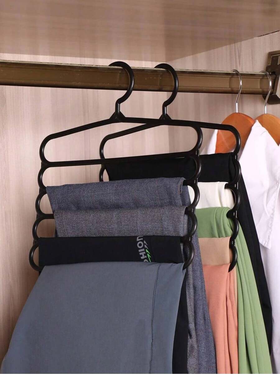 5PCS Multifunctional Five-Layer Storage Rack Hanger Pants Organizer Scarf Holder Space-Saving Closet Organizer For Bedroom Wardrobe Clothes Accessories - Multicolor - View 1