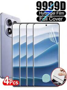4Pcs 3D Curved HD Hydrogel Film Explosion Proof And Scratch Resistant Mobile Screen Protector Film Compatible With Samsung Galaxy S25 S24 S23 Ultra/Redmi Note 14 13 Pro/Vivo/Realme//Compatible With Xiaomi/OPPO Reno/Honor 70 90 50 100 200 300 Magic 5 6 7 Lite/Compatible With Huawei Easy To Stick No Bubbles